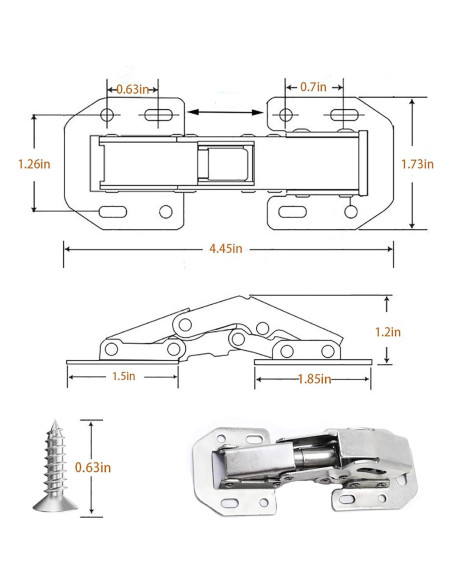 Paquete de 18 bisagras ocultas REDYA con cierre suave niqueladas
