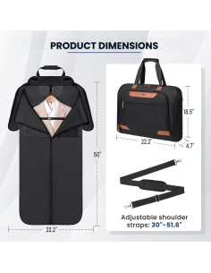 Bolsa de Ropa de Viaje Joyrally Negra Plegable 56.4x127 cm 2