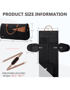 Bolsa de viaje Joyrally 2 en 1 para ropa y zapatos - Negra 2