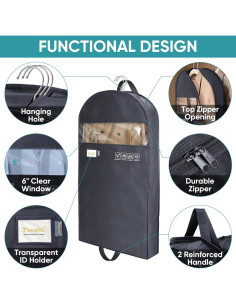 Bolsa de Ropa BALEINE 42" Doble Cierre 2 Piezas Negra 2