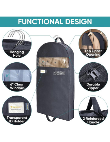 Bolsa de Ropa BALEINE 42" Doble Cierre 2 Piezas Negra