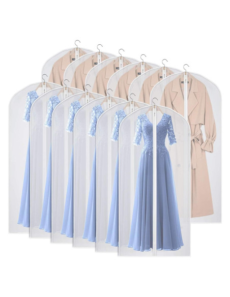 Juego de 12 Bolsas de Ropa Kntiwiwo 60" Transparentes PEVA