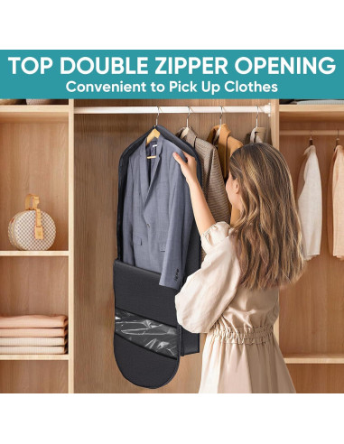 Bolsa de Ropa BALEINE 42" Doble Cierre 2 Piezas Negra