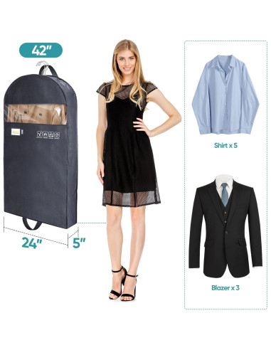 Bolsa de Ropa BALEINE 42" Doble Cierre 2 Piezas Negra