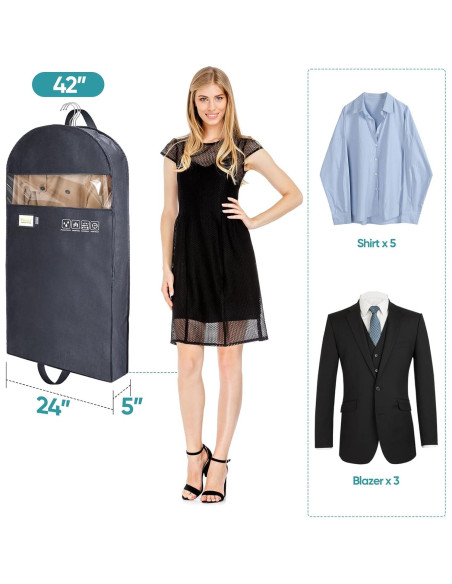 Bolsa de Ropa BALEINE 42" Doble Cierre 2 Piezas Negra