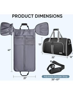 Bolsa de Ropa Convertible BALEINE 2 en 1 con Compartimento para Zapatos 2