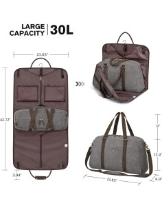 Bolsa de Viaje Duffle S-ZONE 2 en 1 Lona Gris 58.5x108.5 cm 2