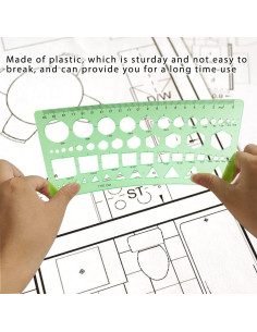 Plantillas Geométricas de Dibujo ZTEOFO - 2 Piezas 20x10 cm y 21.84x10.59 cm 2