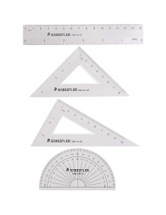 Kit de Geometría STAEDTLER 4 Piezas - Regla 15 cm, Transportador y Triángulos 2