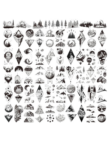 62 Hojas Tatuajes Temporales Hotoyannia Geometría Impermeables
