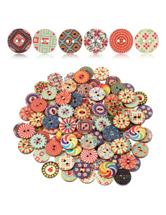 100 Botones de Madera Vintage 1.5cm para Manualidades LIQWEI