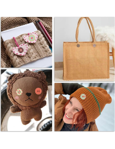 100 Botones de Madera Vintage 1.5cm para Manualidades LIQWEI