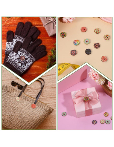 100 Botones de Madera Vintage 1.5cm para Manualidades LIQWEI