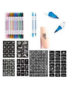 Kits de Tatuajes Temporales DOWEI con 131 Plantillas y 10 Marcadores