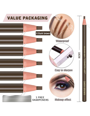 Kit de Maquillaje de Cejas Impermeable Kaiqikaixi 6 Piezas Marrón