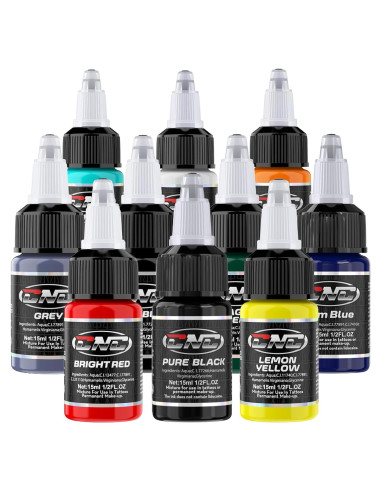 Juego de Tintas para Tatuajes CNC 10 Colores 15ml Botella