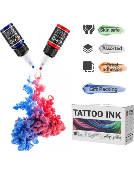 Juego de Tintas para Tatuajes CNC 10 Colores 15ml Botella