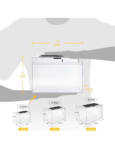 Terrario de PC HELIME 30.5x17.8x22.9 cm para reptiles