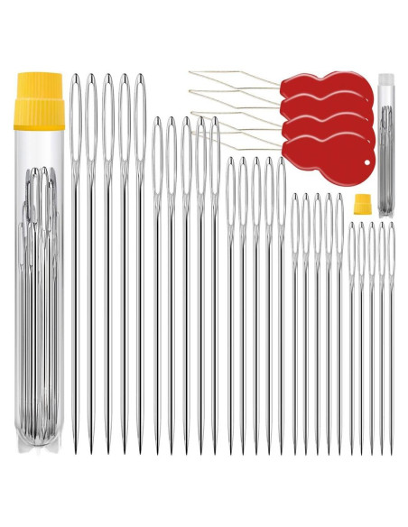 75 Agujas de Coser a Mano JollMono con Enhebradores