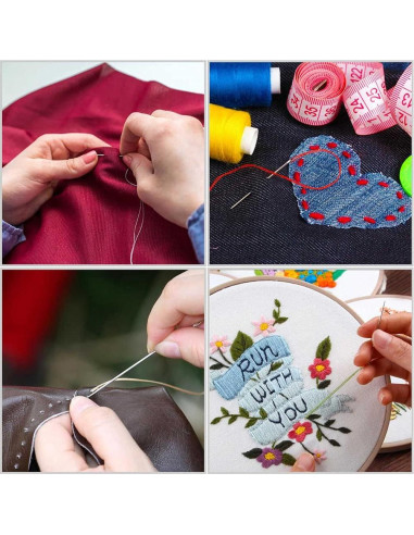 75 Agujas de Coser a Mano JollMono con Enhebradores