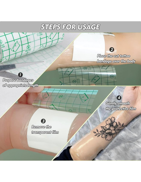 Vendaje de Cuidado Posterior para Tatuaje Rayyl 15cm x 1.83m