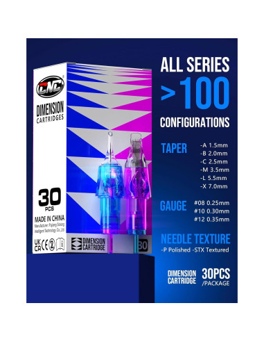 Agujas de Cartucho de Tatuaje CNC 30pcs Variadas Liner 3RL 5RL 7RL