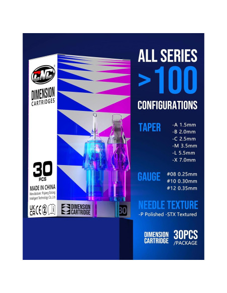 Agujas de Cartucho de Tatuaje CNC 30pcs Variadas Liner 3RL 5RL 7RL