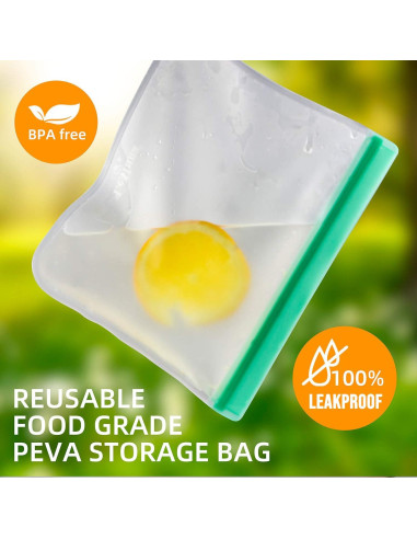 Paquete de 12 Bolsas Reutilizables LeMuna - 4 Galones, Sin BPA