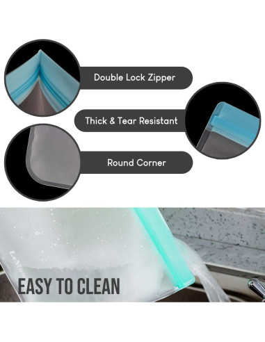 Paquete de 12 Bolsas Reutilizables LeMuna - 4 Galones, Sin BPA