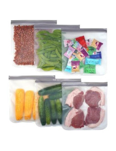 Paquete de 6 bolsas de almacenamiento reutilizables LWC 3.785L