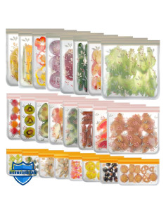 Paquete de 24 Bolsas Reutilizables Hndnrxue A prueba de Fugas