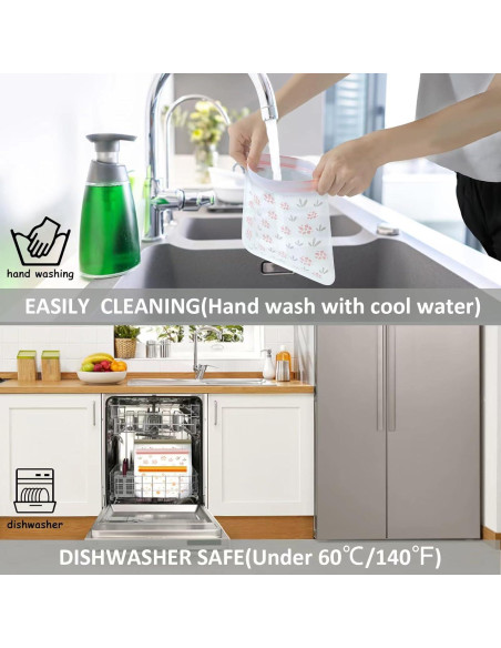 Paquete de 24 Bolsas Reutilizables Hndnrxue A prueba de Fugas