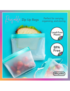 Set de 3 Bolsas Reutilizables MUMI de Silicona Rosa - Herméticas 2