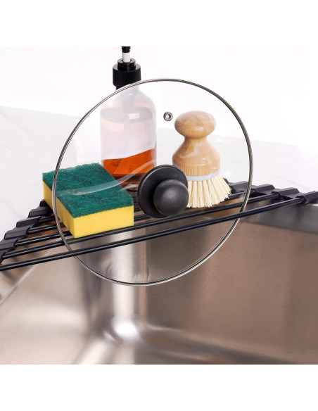 Soporte de Secado de Platos Plegable Tomorotec Negro 40.6x16cm Soporte de Secado de Platos Plegable Tomorotec Negro 40.6x16cm