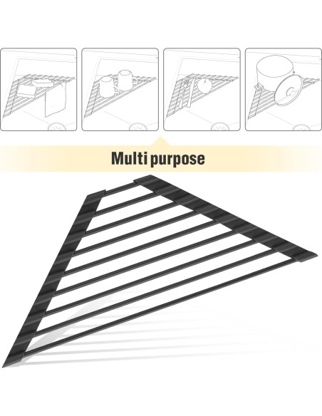 Soporte de Secado de Platos Plegable Tomorotec Negro 40.6x16cm Soporte de Secado de Platos Plegable Tomorotec Negro 40.6x16cm