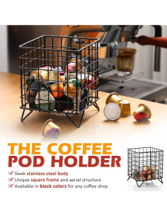 Soporte para Cápsulas de Café Zubebe 4 Pcs Metal Negro 13.5x16 cm 2