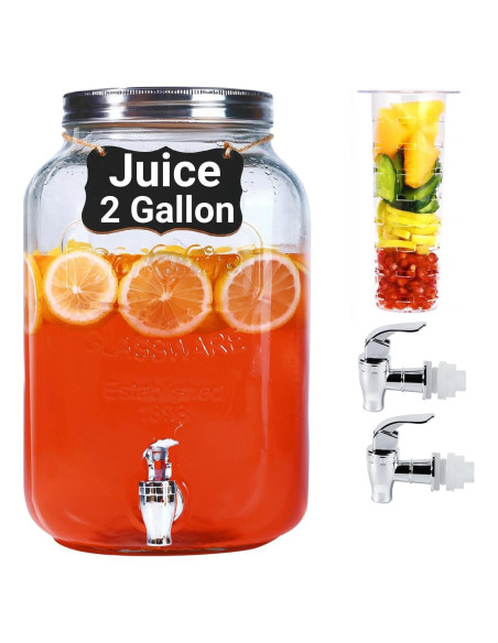 Dispensador de Bebidas de Vidrio Novellaire 7.57L con 2 Grifos