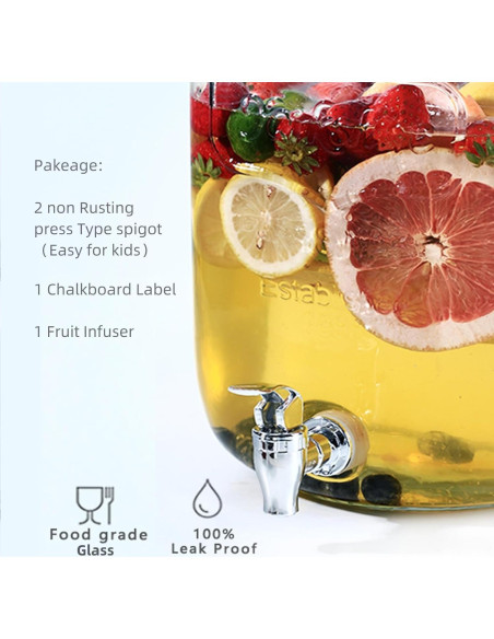 Dispensador de Bebidas de Vidrio Novellaire 7.57L con 2 Grifos