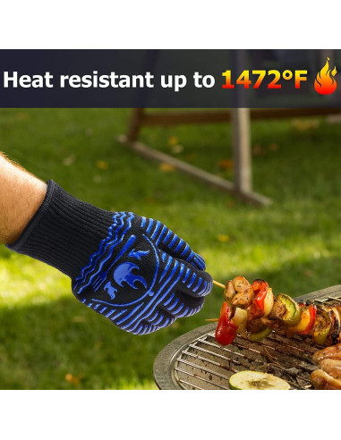 Guantes de BBQ Recoty 28cm Silicona Antideslizantes 800C