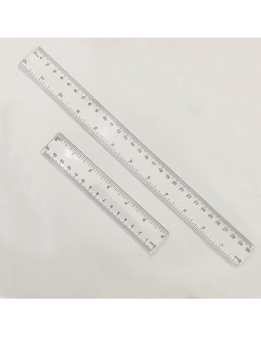 Paquete de 2 Reglas de Plástico Transparentes 15 y 30 cm