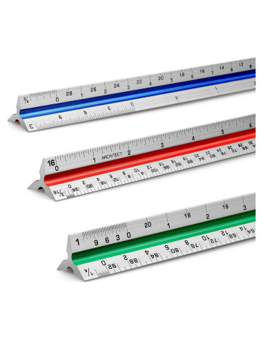 Regla Triangular de Aluminio Hutou 30.48 cm Escalas Codificadas