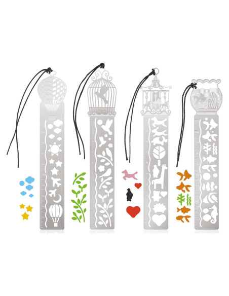 4 Piezas Marcador de Plantilla de Acero Inoxidable Ruksifg 14x2.5cm