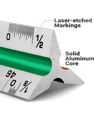 Regla Triangular de Aluminio Hutou 30.48 cm Escalas Codificadas