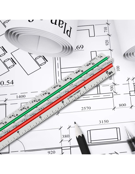 Regla Triangular de Aluminio Hutou 30.48 cm Escalas Codificadas