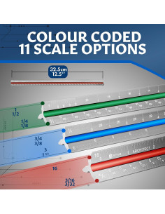 Regla de Escala Arquitectónica Stylo 30 cm Aluminio Gris 2