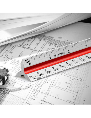 Regla Triangular de Aluminio Hutou 30.48 cm Escalas Codificadas