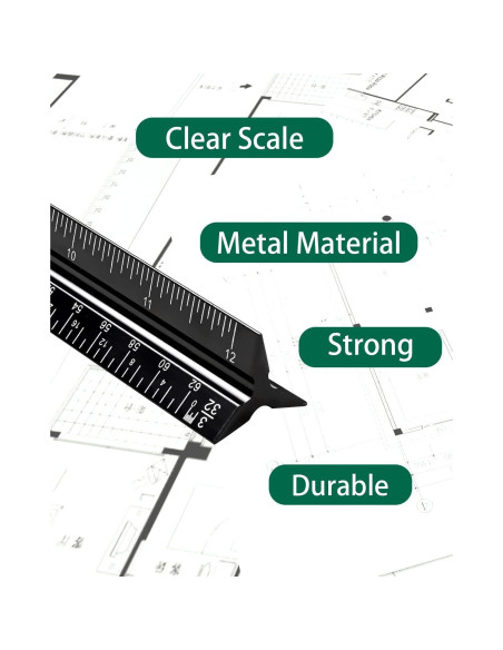 Regla de Escala Triangular Gwybkq 3 Paquetes Aluminio 30.48 cm