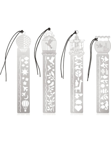 4 Piezas Marcador de Plantilla de Acero Inoxidable Ruksifg 14x2.5cm