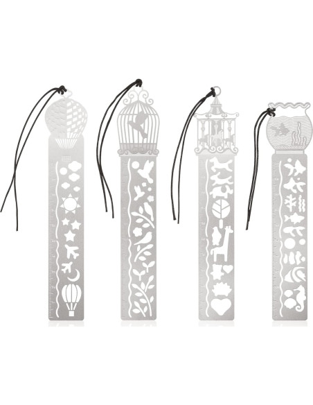 4 Piezas Marcador de Plantilla de Acero Inoxidable Ruksifg 14x2.5cm