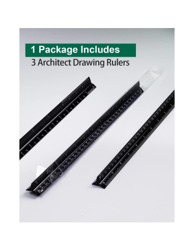 Regla de Escala Triangular Gwybkq 3 Paquetes Aluminio 30.48 cm